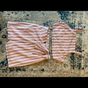 Two piece pink/white striped set!